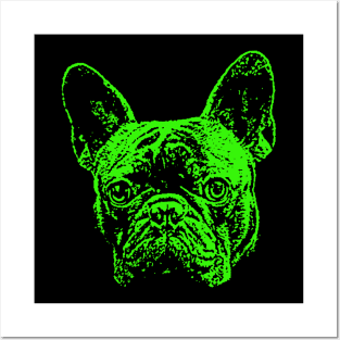 Green French Bulldog Posters and Art